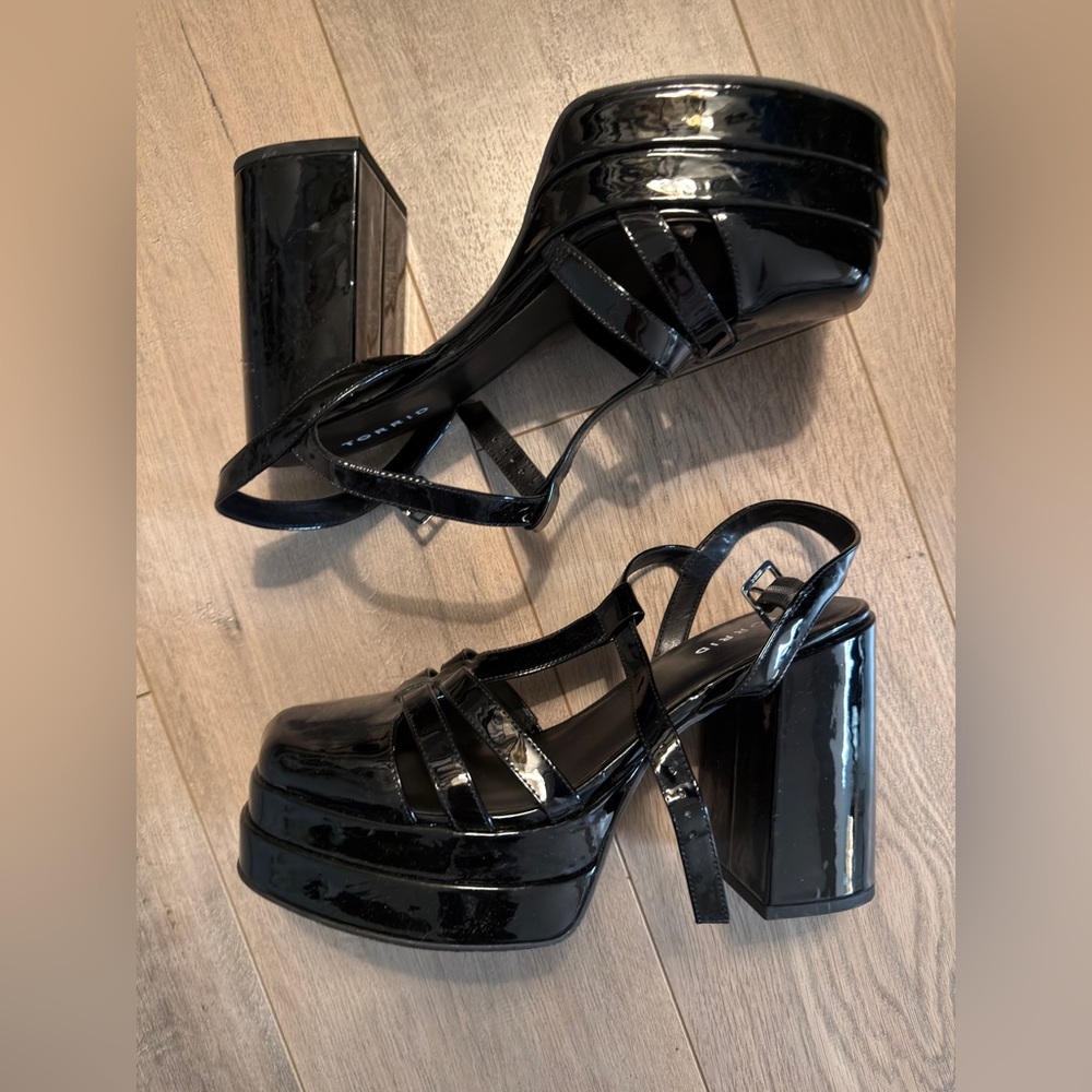 Torrid Shiny Black Platform Sandals